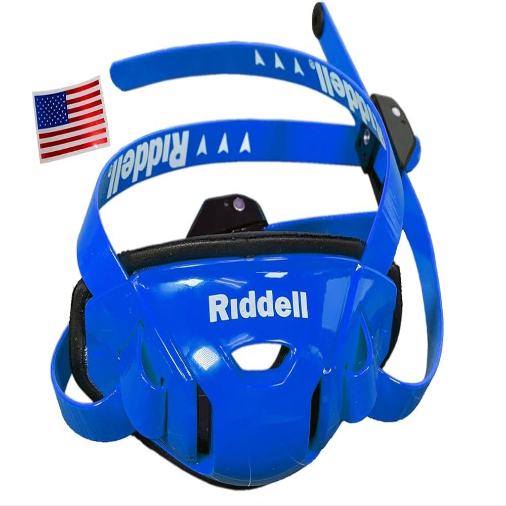 Riddell SpeedFlex Hard Cup Cam-Loc Chinstrap + US Flag Helmet Decal (Medium, Royal Blue) - Green Gridiron
