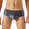 Rswnyirn Men's Glossy Underwear Solid Color Low Rise Gay Sissy Thong Panties Male Swimming Briefs Dark Grey Medium view 3