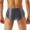 Rswnyirn Men's Glossy Underwear Solid Color Low Rise Gay Sissy Thong Panties Male Swimming Briefs Dark Grey Medium view 4