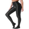 Rswnyirn Women's Glossy Hollow Out Pantyhose High Waist Oily Shiny Spandex Tights Leggings Pants Black XX-Large view 3