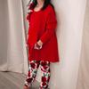 5-6T Toddler Little Girls Long Sleeve High Low Tops Legging Pants Outfit Fall Winter Clothes with Headband Floral Red view 3