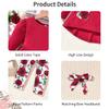 5-6T Toddler Little Girls Long Sleeve High Low Tops Legging Pants Outfit Fall Winter Clothes with Headband Floral Red view 4