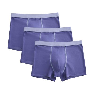 Maiyifu-GJ Men's Classic Comfort Athletic Trunks Cotton Traceless Boxer Brief Breathable Solid Colour Underwear (Purple 3PC,Large)