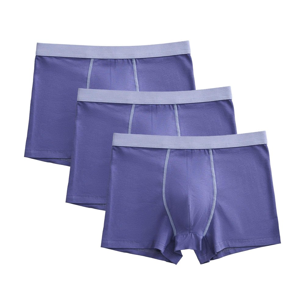 Maiyifu-GJ Men's Classic Comfort Athletic Trunks Cotton Traceless Boxer Brief Breathable Solid Colour Underwear (Purple 3PC,Large)