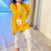 3-4T Toddler Little Girls Long Sleeve High Low Tops Legging Pants Outfit Fall Winter Clothes with Headband Yellow view 3