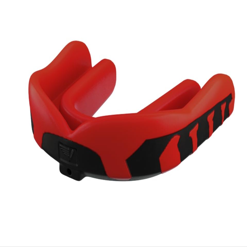 Velocity Champion Junior Mouthguard, 1 Pack, Black & Red - for Ages 5 to 10 - Ideal for Lacrosse, Football, Hockey, Basketball, Soccer, Boxing, Martial Arts, Field Hockey, and More