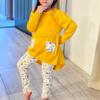 4-5T Toddler Little Girls Long Sleeve High Low Tops Legging Pants Outfit Fall Winter Clothes with Headband Yellow view 2