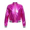 FEESHOW Girls Boys Sequined Metallic Bomber Jacket Zip Up Coat Outerwear for Hip Hop Jazz Sports Diaco Party Wear Rose 8 Years view 1