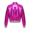 FEESHOW Girls Boys Sequined Metallic Bomber Jacket Zip Up Coat Outerwear for Hip Hop Jazz Sports Diaco Party Wear Rose 8 Years view 3