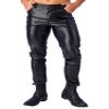 Vxuxlje Men's Faux Leather Motorcycle Biker Pants Stretch Gothic Punk Straight Leg Trousers Black Small view 2