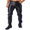 Vxuxlje Men's Faux Leather Motorcycle Biker Pants Stretch Gothic Punk Straight Leg Trousers Black Small view 3