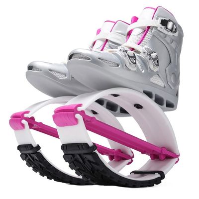Kangaroo Jumping Shoes for Adults Teen, Fitness Shoes Gravity Boots with Non-Slip Tread and Removable Liner for Easy Cleaning (Color : Grey Pink, Size : 43-45)
