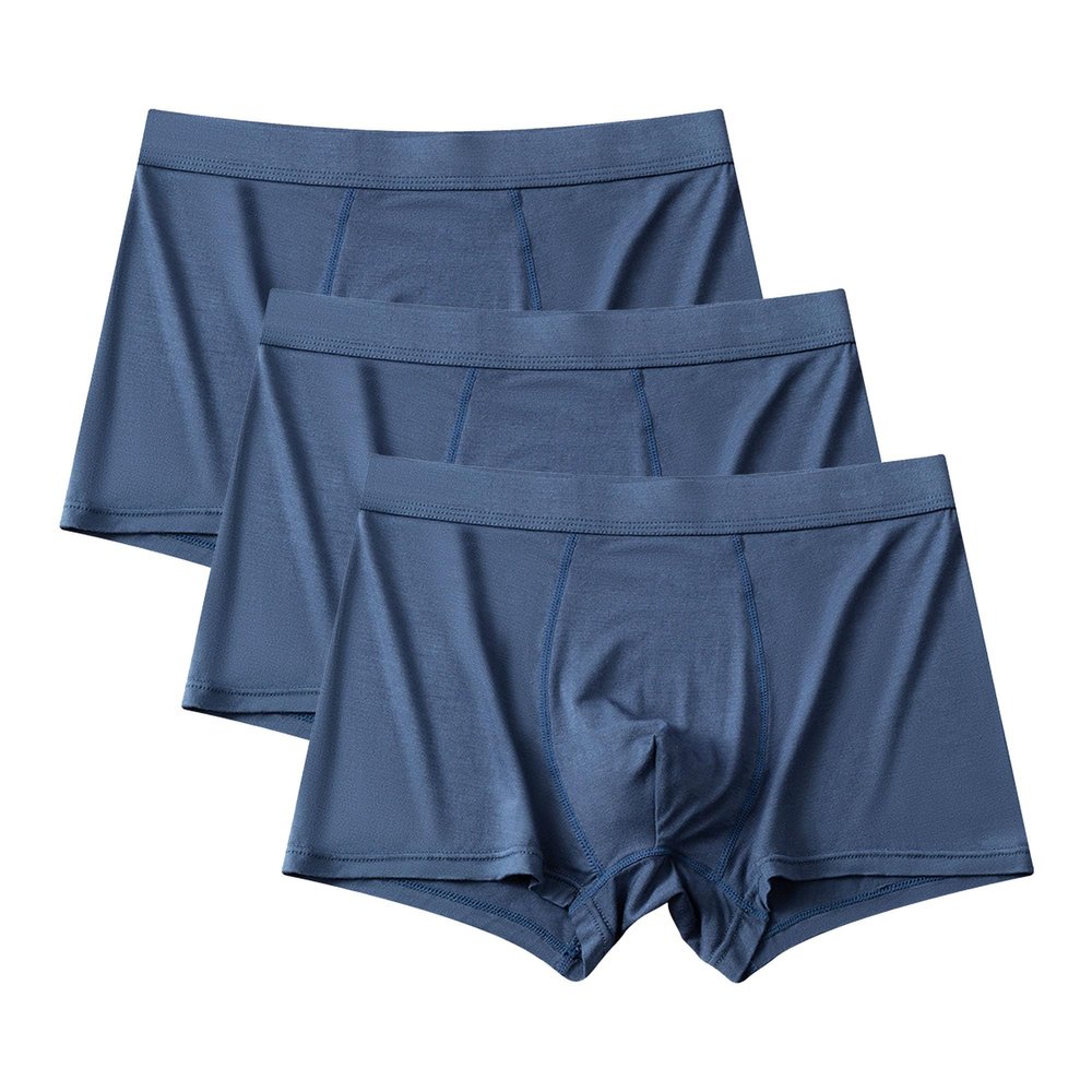 Maiyifu-GJ Men's Athletic Solid Color Traceless Trunks Modal Breathable Underwear Classic Hip U Convex Pouch Boxer Brief (Blue 3PC,4X-Large)