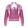FEESHOW Girls Boys Sequined Metallic Bomber Jacket Zip Up Coat Outerwear for Hip Hop Jazz Sports Diaco Party Wear Pink 12 Years view 3