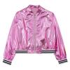 FEESHOW Girls Boys Sequined Metallic Bomber Jacket Zip Up Coat Outerwear for Hip Hop Jazz Sports Diaco Party Wear Pink 12 Years view 4