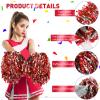 100 Pack Cheerleading Pom Pom Bulk Football Game Cheerleader Pompoms Plastic Cheering Hand Flowers with Handle for Sports Dance Match Team Cheerleading Squad(Red Silver) view 3
