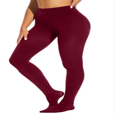 HeyUU Women's 80 Denier Semi Opaque Tights High Waist Soft Solid Color Pantyhose (Burgundy, Large-X-Large)