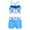 ranrann Girls 2PCS Ballet Dance Crop Outfits Shiny Sequins Criss-Cross Back Tank Top Bottoms Set Swimwear Bathing Suit Z Sea Sky Pink 11-12 view 2
