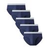 Men's Solid Color Stretch Fit Boxer Brief Traceless Classic Comfort Underpants Cotton Breathable Underwear (Blue 10 5PC,Large) view 1