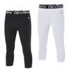DEVOROPA Youth Boys Compression Pants 3/4 Length Sports Tights Leggings Soccer Basketball Base Layer 2 Pack Black/White S