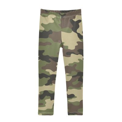 Aflyko Girls' Leggings Military Camo Army Green Big Kids Athletic Pants Dance Tights Yoga Ballet Comfortable Soft Everyday Wear 7-8T