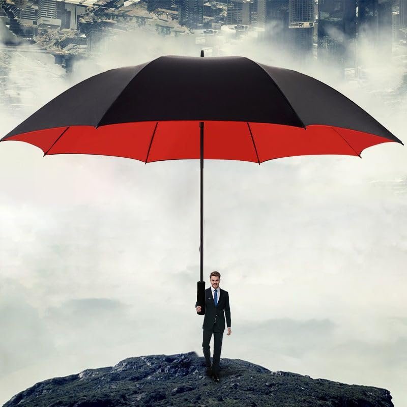 180cm Windproof Extra Large Umbrella for Rain, 10 Ribs, 210T High-density Fabric Golf Stick Umbrella, Sports Parasol Sun Umbrellas
