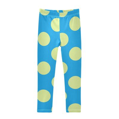 Aflyko Girls' Leggings Green Blue Polka Dot Kids Athletic Pants Dance Tights Yoga Ballet Running Workout Everyday Wear 5T
