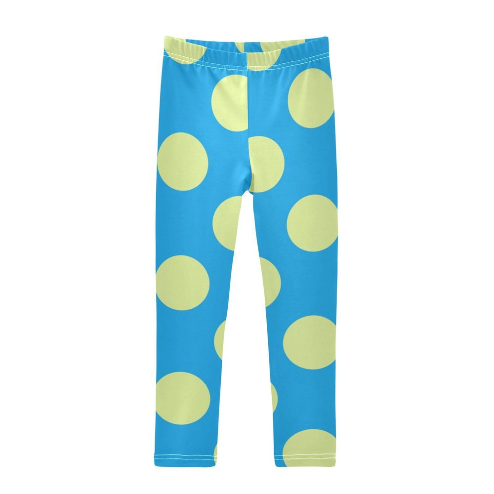 Aflyko Girls' Leggings Green Blue Polka Dot Kids Athletic Pants Dance Tights Yoga Ballet Running Workout Everyday Wear 5T
