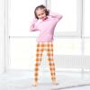 Aflyko Girls' Leggings Gingham Plaid Cute Orange Big Kids Athletic Pants Dance Tights Yoga Ballet Comfortable Soft Everyday Wear 9-10T view 2
