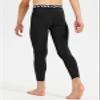 DEVOROPA Youth Boys Compression Pants 3/4 Length Sports Tights Leggings Soccer Basketball Base Layer 2 Pack Black/Black XS view 4