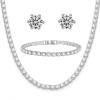 PORYIMEE Tennis Necklace Bracelet Earrings for Women, Silver Plated, Dainty Tennis Chocker Necklace, Crystal Bracelet for Men/Teen Female, Wedding Jewelry for Bride, Hypoallergenic view 1