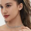 PORYIMEE Tennis Necklace Bracelet Earrings for Women, Silver Plated, Dainty Tennis Chocker Necklace, Crystal Bracelet for Men/Teen Female, Wedding Jewelry for Bride, Hypoallergenic view 3