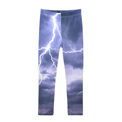 Aflyko Girls' Leggings Thunder Lightning Dark Sky Big Kids Athletic Pants Dance Tights Yoga Ballet Comfortable Soft Everyday Wear 9-10T