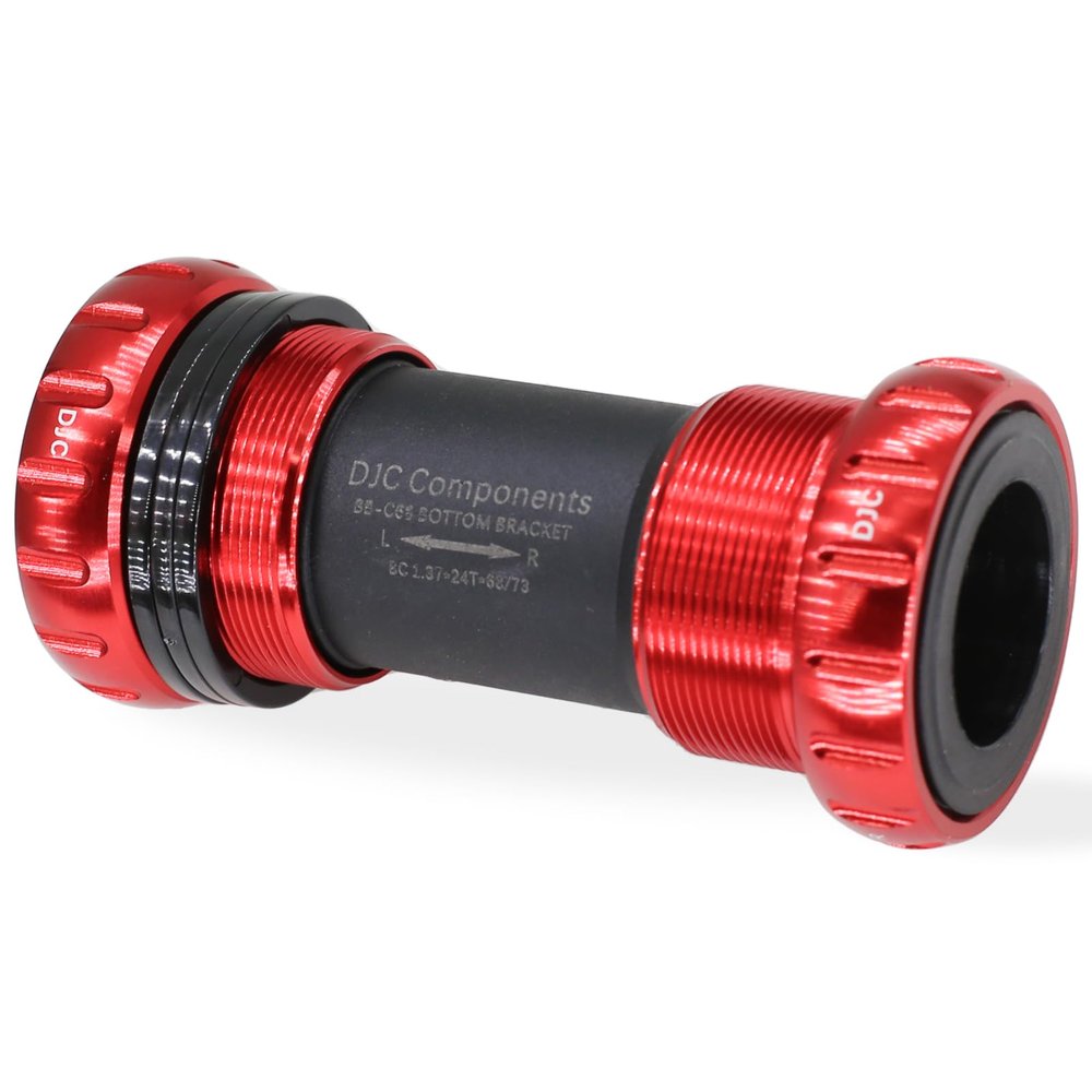 DJC Bike Bearing Bottom Bracket BSA 68-73mm English Threaded BB 24mm Spindle, Fit MTB Road Bike Hollow Deore XT SLX R7000 R8000 4700 5800 6800 IXF Prowheel(24-24mm red)