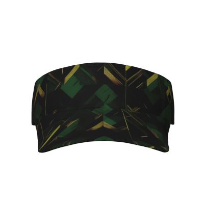 Black Green and Gold Geometric Outdoor Adult Sports Sun Visor Hats Polyester Twill Adjustable Sun Caps for Men Women