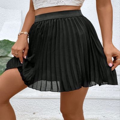 KUCOON Women's Shorts Solid Pleated Skort Shorts for womenKUCOON (Color : Black, Size : Small)