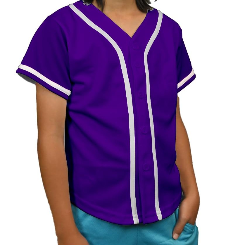 DIGITMON Kids Baseball Jersey Button Down Premium Hip Hop T Shirts Uniform PURPLEWHITE 9-Month Infants