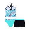 vastwit Kids Teenage Girls 3pcs Floral Printed Tankini Swimsuit Boyshort Top Bottom Set Hawaii Swimwear Bathing Suit Green Palm Leaves 8 Years view 4