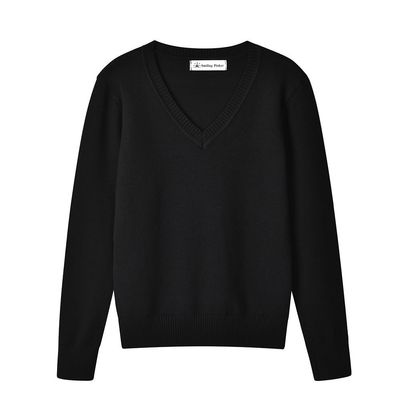 SMINLING Pinker Boys Sweater Pullover School Uniform V-Neck Soft Cotton Clothing(Black,5-6 Years)