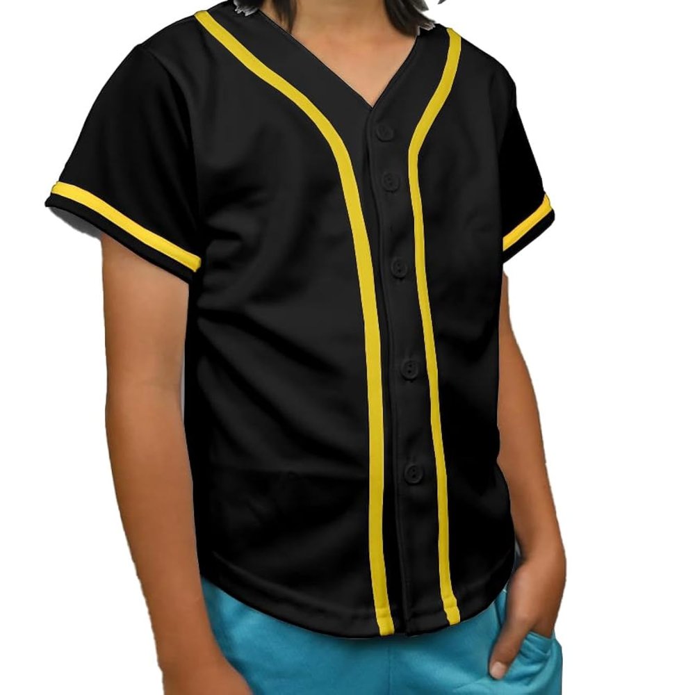 DIGITMON Kids Baseball Jersey Button Down Premium Hip Hop T Shirts Uniform BLACKYELLOW 3-Month Infants