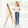 Aflyko Girls' Leggings Neon Stripes Leopard Print Kids Athletic Pants Dance Tights Yoga Ballet Running Workout Everyday Wear 5T view 4