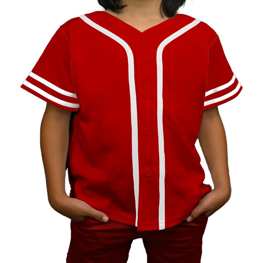 DIGITMON Kids Baseball Jersey Button Down Premium Sleeve Two-Striped T Shirts Uniform Redwhite 3Mo Infants