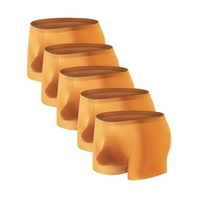 Maiyifu-GJ Men's Ice Silk Traceless Underwear U Convex Pouch Cool Boxer Brief Solid Color Quick-Drying Trunks (Yellow 5PC,3X-Large)