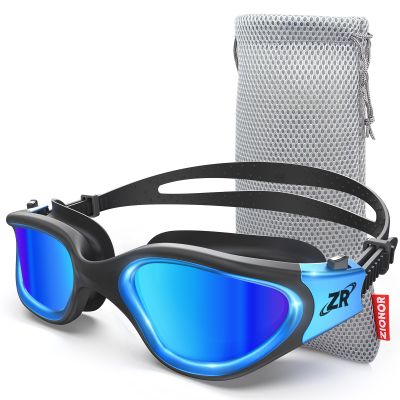 ZIONOR Swim Goggles, G1 MAX Polarized Anti-Fog Swimming Goggles for Men Women Adult, UV Protection Leakproof Easy Adjustable Strap for Indoor Outdoor Swimming (Polarized + Blue)