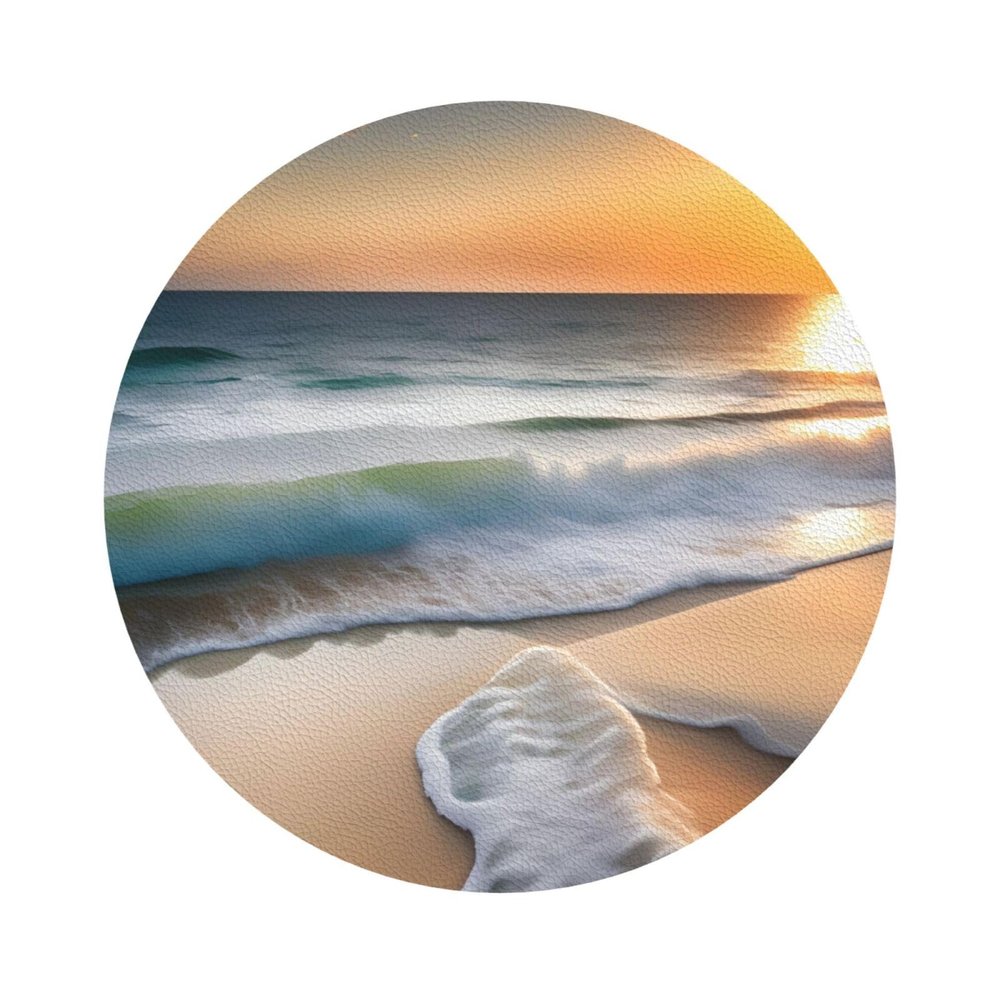 Sunset Over The Waves This Leather Coaster is Suitable for use in Restaurants, Kitchens, Offices, etc.