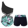 Moily Kids Girls Floral 2 Piece Tankini Swimsuit Set Crisscross Cutouts Waist Rashguard Swimwear with Shorts X-Lily 10 view 2