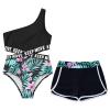 Moily Kids Girls Floral 2 Piece Tankini Swimsuit Set Crisscross Cutouts Waist Rashguard Swimwear with Shorts X-Lily 10 view 3