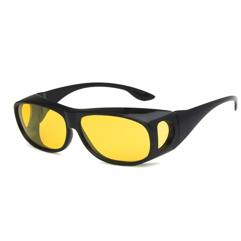HCHES Night Vision Driver Goggles Yellow Len Sun Glasses Driving Glasses UV Protection Polarized Sunglasses Eyewear,oval yellow,One size