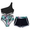 Yihuimin Girls 2 Pcs Athletic Swimsuit One Shoulder One Piece Swimsuit with Shorts Gymnastics Dancewear Lily 14 Years view 1