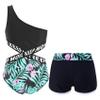 Yihuimin Girls 2 Pcs Athletic Swimsuit One Shoulder One Piece Swimsuit with Shorts Gymnastics Dancewear Lily 14 Years view 4